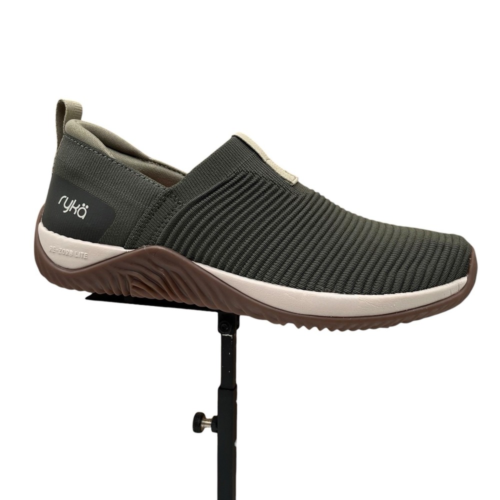 Ryka Womens Echo Knit Slip On Sneakers 6.5 Alpine Olive Green Walking‎ Shoes